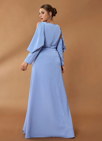 Голубое праздничный, вечернее платье в стиле ампир SHEIN однотонное