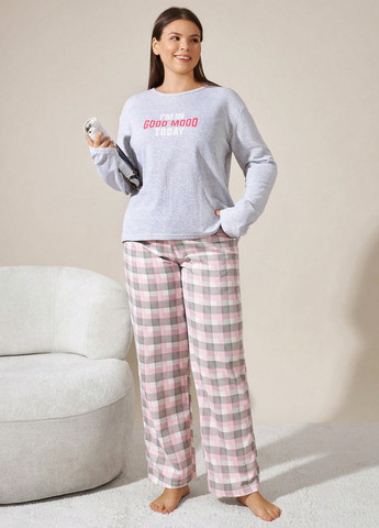 Сіра всесезон піжама (лонгслів, штани) лонгслів + брюки SHEIN