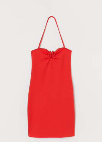 Красное кэжуал платье с открытой спиной H&M однотонное