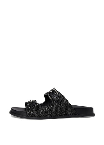 Черные шлепанцы Calvin Klein с пряжкой, плетение