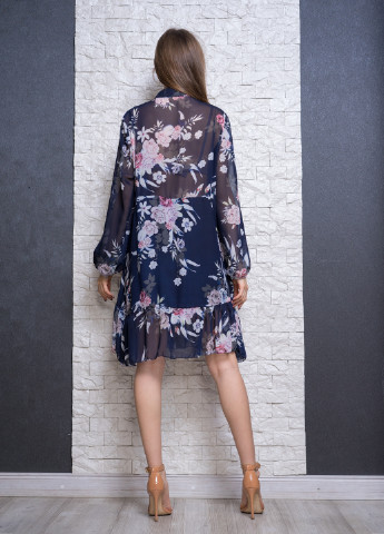 Темно-синее кэжуал платье Made in Italy с цветочным принтом