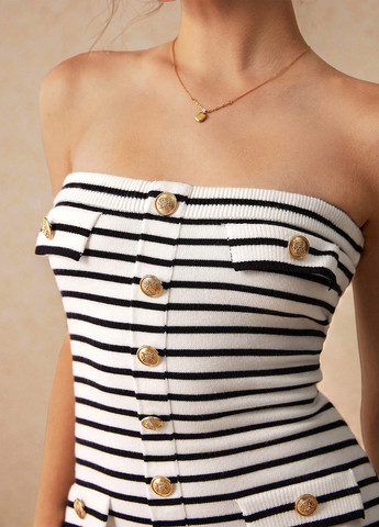 Чорно-білий кежуал сукня бандо SHEIN в смужку