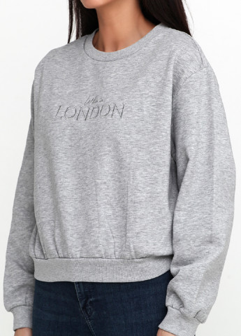 Свитшот H&M - крой меланж светло-серый кэжуал - (122636134)