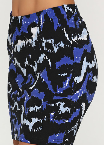 Темно-синяя кэжуал с абстрактным узором юбка Colours а-силуэта (трапеция)