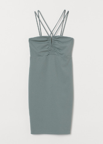 Зеленое кэжуал облегающее платье-футляр H&M однотонное