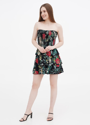 Комбинированное кэжуал платье с открытыми плечами Ralph Lauren с цветочным принтом