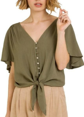 Оливковая (хаки) летняя блуза Naf Naf