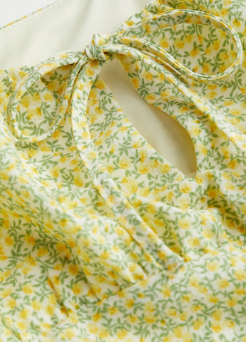 Комбинированное кэжуал платье а-силуэт H&M с цветочным принтом