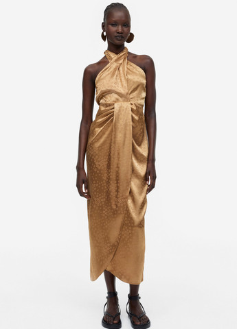 Темно-бежева кежуал сукня H&M з квітковим принтом