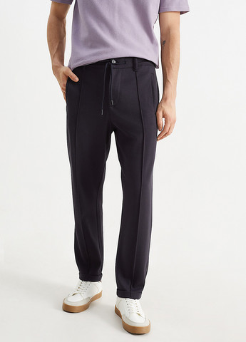 Темно-синие кэжуал демисезонные зауженные брюки C&A