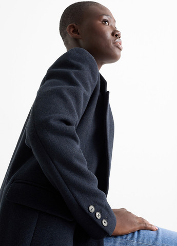 Темно-синє зимнє Пальто однобортне C&A