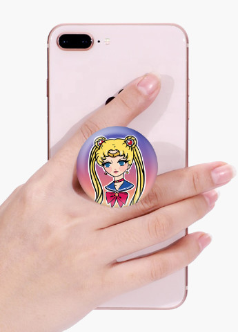 Попсокет (Popsockets) держатель для смартфона Сейлор Мун (Sailor Moon) (8754-2926) Черный MobiPrint (229014729)