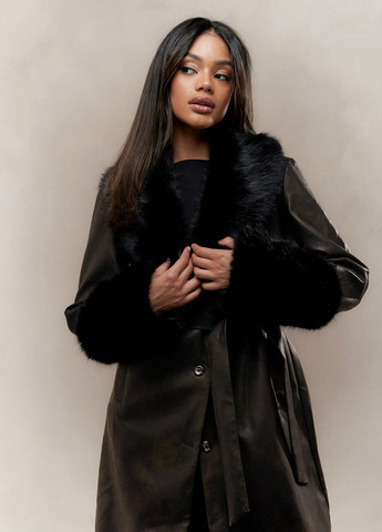 Чорне демісезонне Пальто однобортне SHEIN