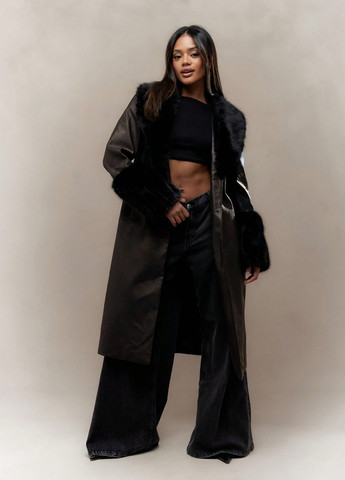 Чорне демісезонне Пальто однобортне SHEIN