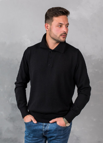 Черный демисезонный поло мужское пуловер Viviami
