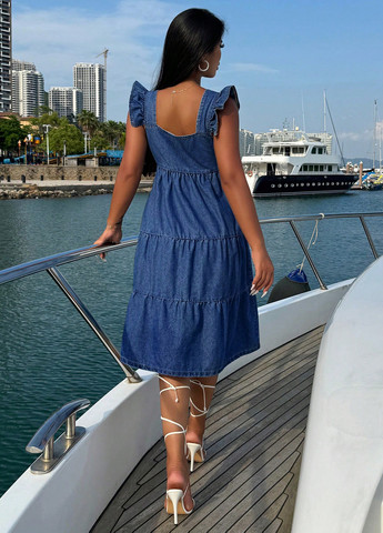 Темно-синя джинсова сукня SHEIN однотонна