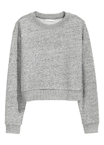 Cвитшот H&M - Прямой крой меланж светло-серый кэжуал хлопок, футер - (213917279)