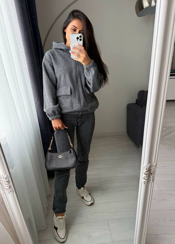 Серая демисезонная куртка No Brand