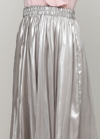 Серебряная кэжуал однотонная юбка H&M клешированная, плиссе
