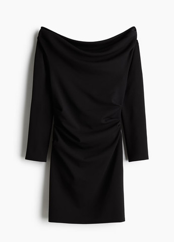 Чорна вечірня сукня з відкритими плечима H&M однотонна