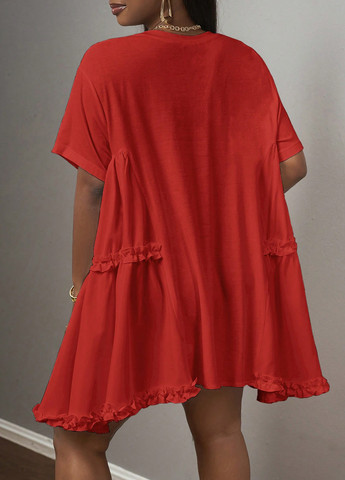 Красное вечернее, кэжуал платье SHEIN однотонное