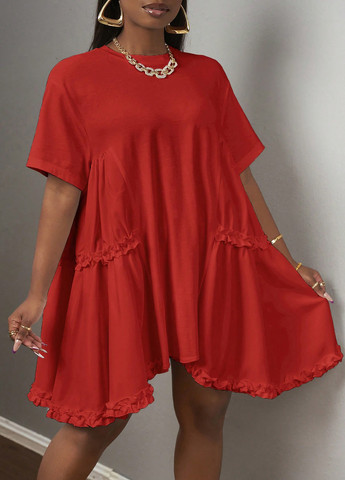 Красное вечернее, кэжуал платье SHEIN однотонное