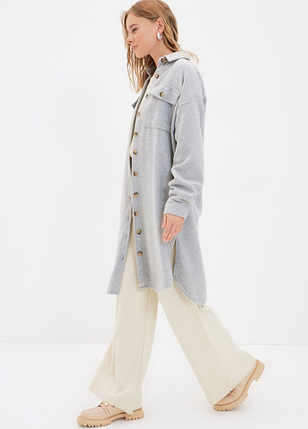 Сіре демісезонне Пальто однобортне Trendyol