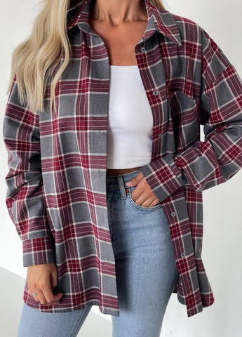 Серая кэжуал рубашка в клетку No Brand