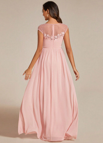 Розовое вечернее платье клеш SHEIN однотонное