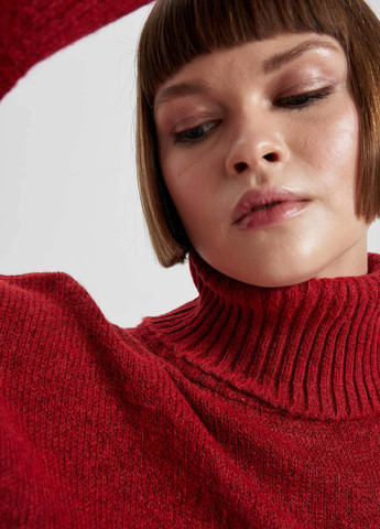 Темно-красный зимний свитер DeFacto