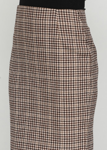 Светло-коричневая офисная с узором гусиная лапка юбка Charme de Paris миди