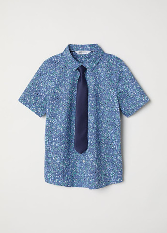 Синяя кэжуал рубашка с цветами H&M