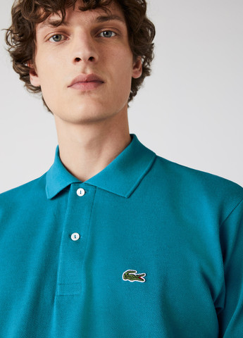Голубой футболка-поло для мужчин Lacoste однотонная