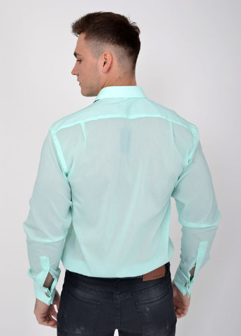 Мятная кэжуал рубашка однотонная Ager с длинным рукавом