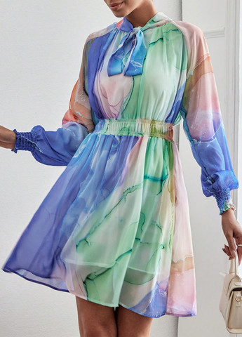 Комбінована кежуал сукня кльош SHEIN тай-дай