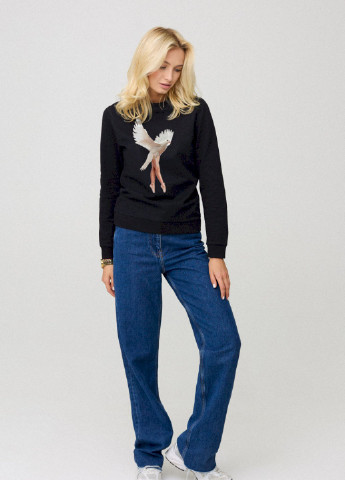 Чорний свитшот женский basic /no flis/ YAPPI (254658566)