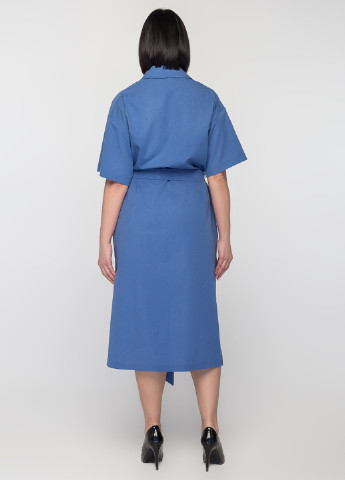 Синее кэжуал платье рубашка O`zona milano однотонное