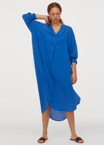 Синее кэжуал платье оверсайз H&M однотонное