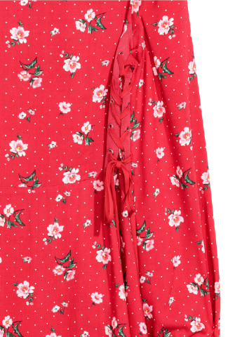Красное вечернее платье с рисунком H&M с цветочным принтом