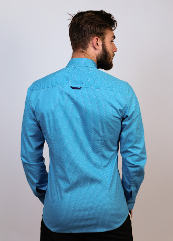 Голубой кэжуал рубашка однотонная New Way с длинным рукавом