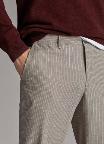 Серо-бежевые кэжуал демисезонные зауженные брюки Massimo Dutti