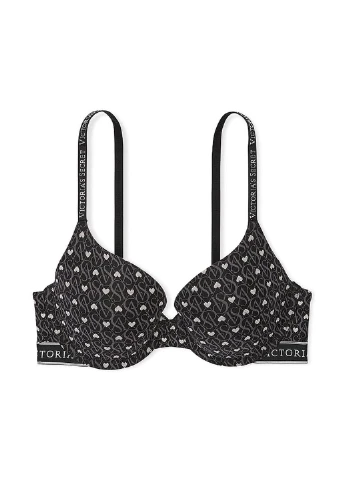 Чорний балконет бюстгальтер Victoria's Secret з кісточками бавовна