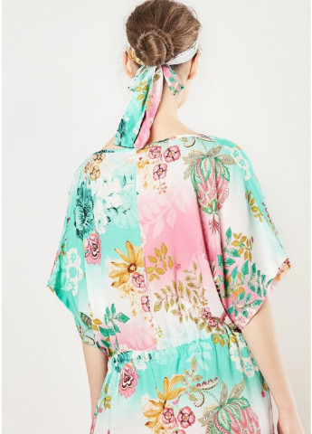 Комбинированное пляжное платье клеш Desigual с цветочным принтом