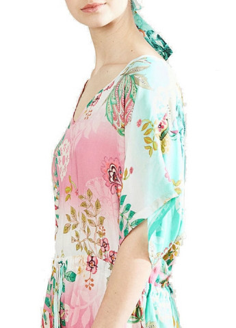 Комбинированное пляжное платье клеш Desigual с цветочным принтом