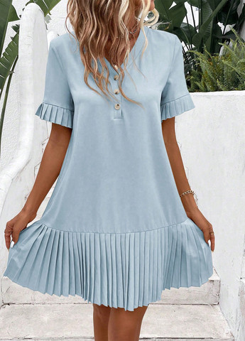 Світло-блакитна кежуал сукня а-силует SHEIN однотонна