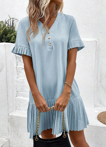 Світло-блакитна кежуал сукня а-силует SHEIN однотонна