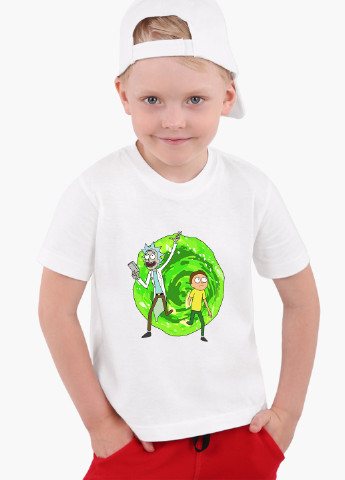 Белая демисезонная футболка детская рик и морти (rick and morty)(9224-1240) MobiPrint