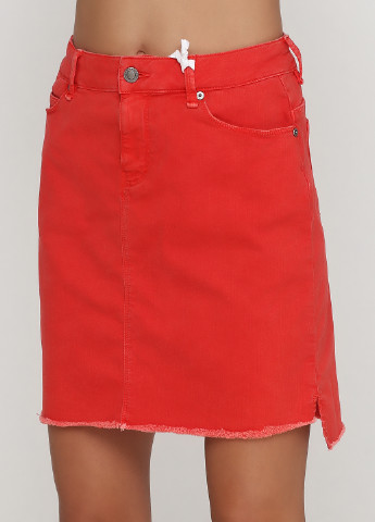 Красная джинсовая однотонная юбка IVY