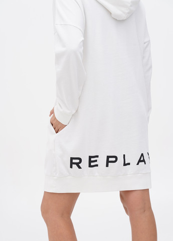Белое кэжуал платье платье-худи Replay с логотипом