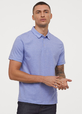 Голубой футболка-поло для мужчин H&M меланжевая